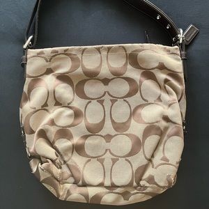 Large Tan & Brown Coach Bag